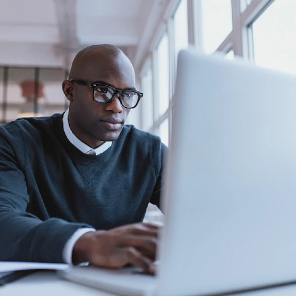 man working from the office