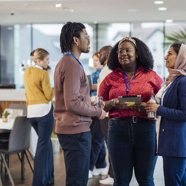coworkers networking and developing soft skills