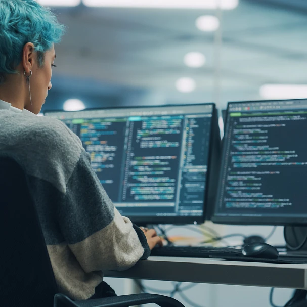 woman working as software engineer in office