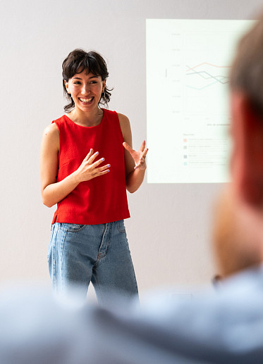 woman presenting for job interview