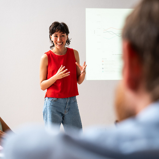 woman presenting for job interview