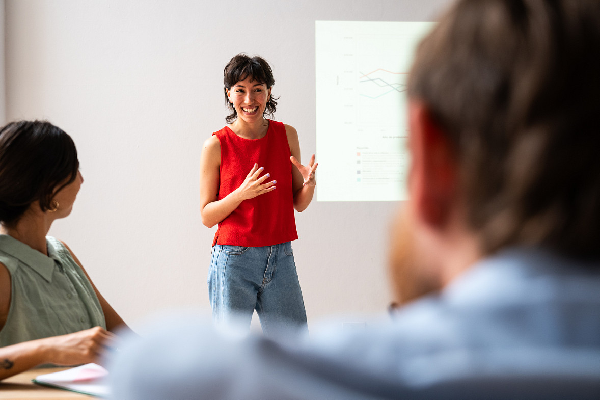 woman presenting for job interview