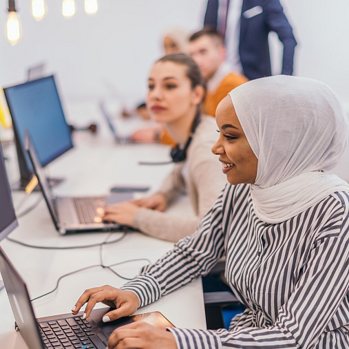 woman working at computer