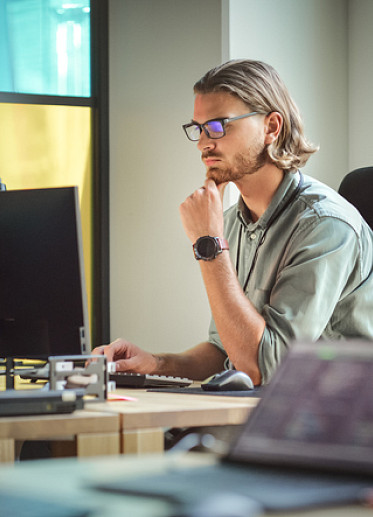 tech worker in office