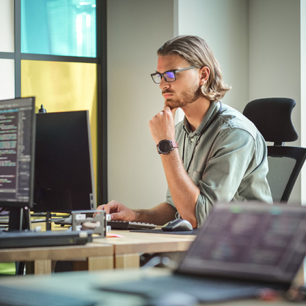 tech worker in office