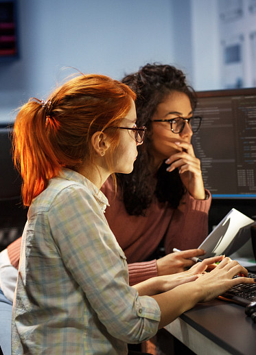 developers coding in office