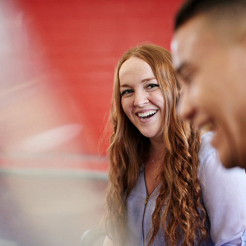 smiling woman in workplace