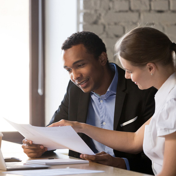 woman working with career mentor