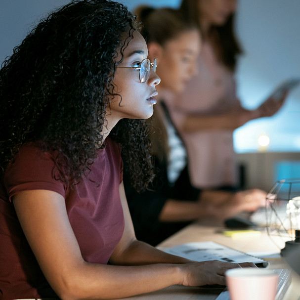woman working in cyber security