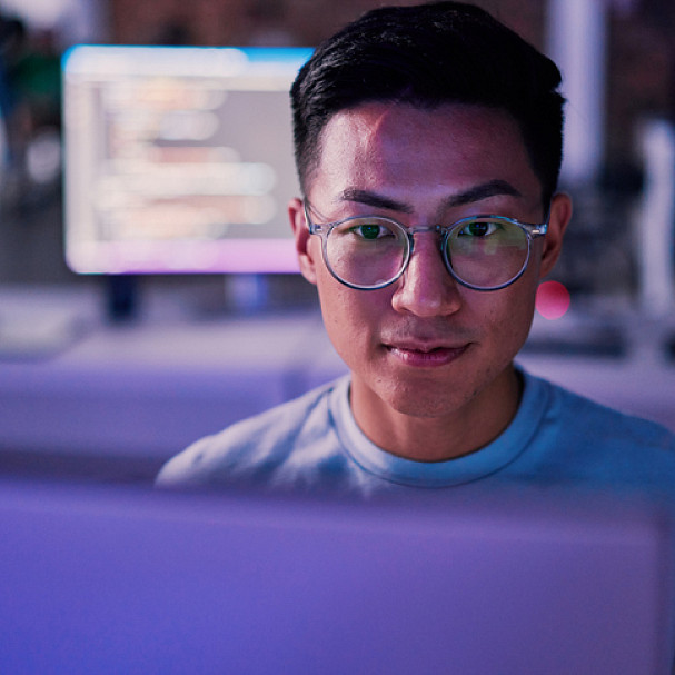 man working with a cyber job